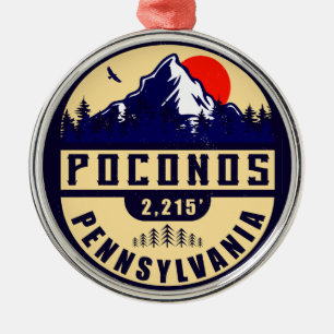 Poconos Retro Pennsylvania Mountains Metal Tree Decoration
