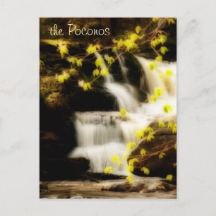 Poconos Springtime Waterfall Scene Postcard