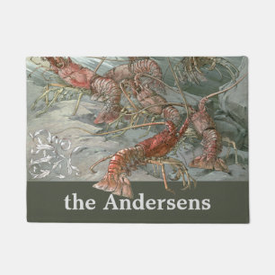 Pod of Lobsters in the Ocean, Vintage Art Nouveau Doormat