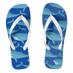 Pod of Whales Swimming Dark Blue Personalised Jandals