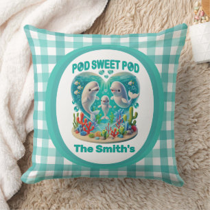 "Pod Sweet Pod" Whale Family Customisable Cushion