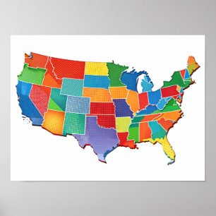 POD  Wall Art USA Map design Poster