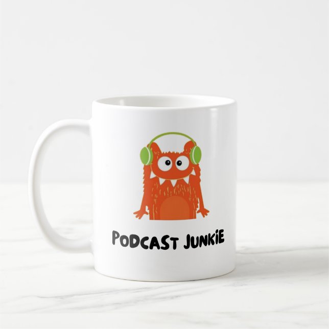 Podcast junkie coffee mug (Left)