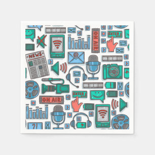 Podcast Paper Napkins, Audio Broadcast Party Napkin