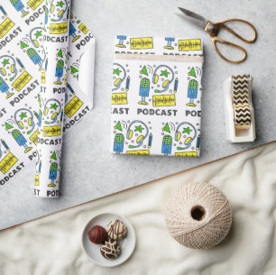 Podcast Wrapping Paper, Content Creator Gift Wrap