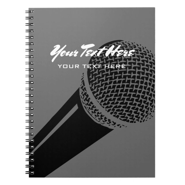 Podcaster notebook with microphone logo design (Front)