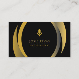 Podcaster, Podcast Black & Gold Business Card