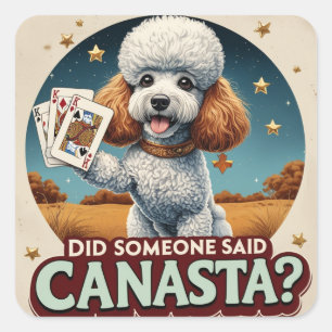 Poddle loves canasta game  square sticker
