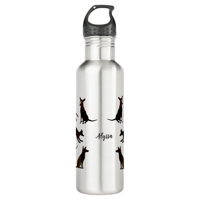 Podenco and Galgo drawing black and white 710 Ml Water Bottle (Front)
