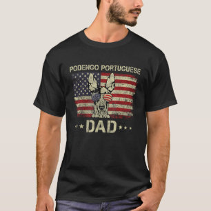 Podengo Portuguese Dad Dog American Flag 4th Of J T-Shirt