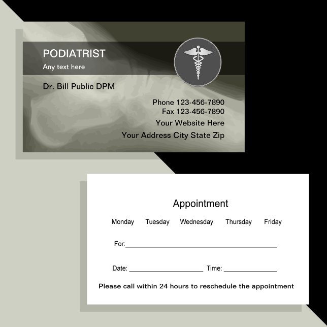 Podiatrist Appointment Reminder And Business Cards (Creator Uploaded)