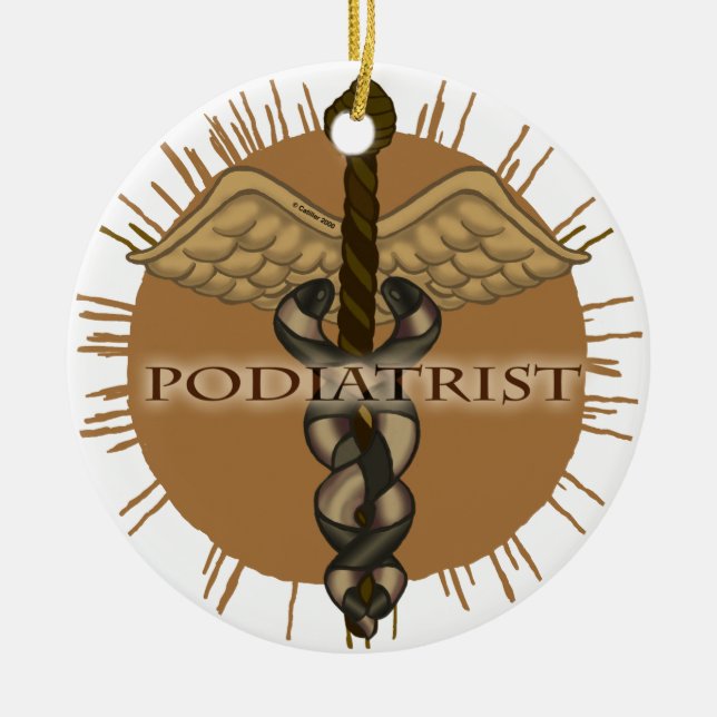 Podiatrist Caduceus Ceramic Tree Decoration (Front)