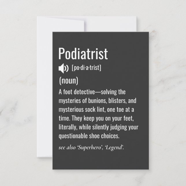 Podiatrist definition thank you card (Front)