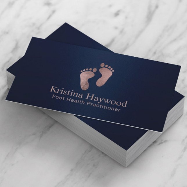 Podiatrist Foot Health Practitioner Navy Blue Business Card (Creator Uploaded)