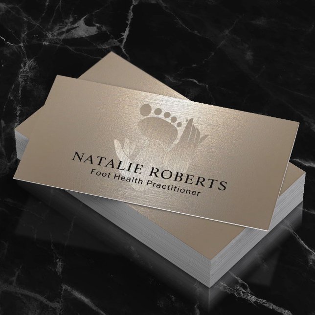 Podiatrist Foot Massage Therapy SPA Brushed Gold Business Card (Creator Uploaded)