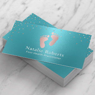 Podiatrist Foot Massage Turquoise & Rose Gold Business Card