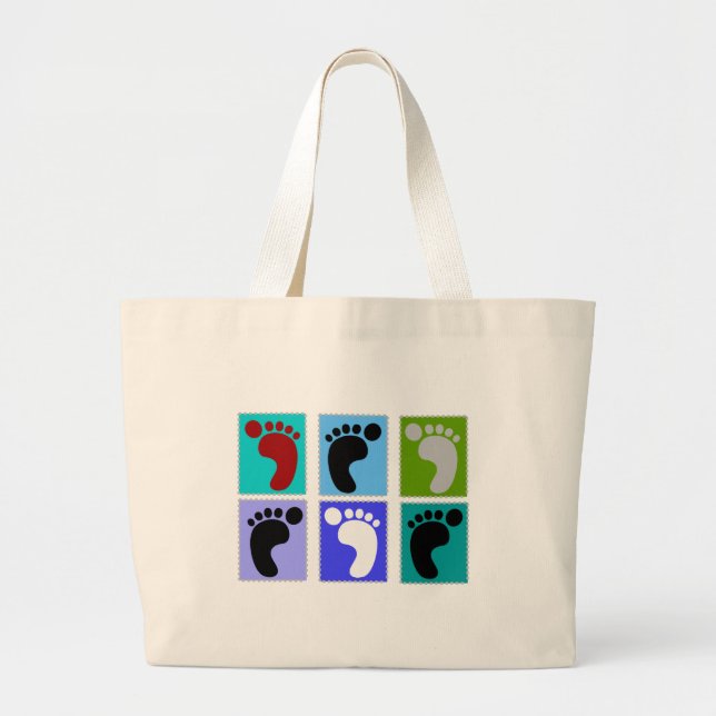 Podiatrist Gifts Popart Design of Feet Large Tote Bag (Front)