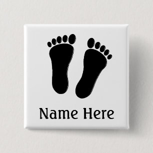 Podiatrist Name Buttons Customisable B&W