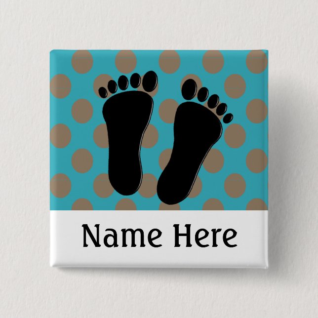 Podiatrist Name Buttons Customisable Blue (Front)