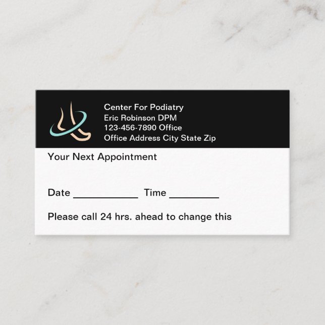 Podiatrist Patient Office Appointment Cards Design (Front)