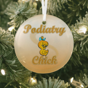 Podiatry Chick Glass Tree Decoration