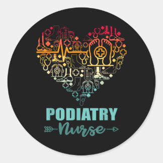 Podiatry Nurse Heart Funny Vintage Foot Care Nurse Classic Round Sticker