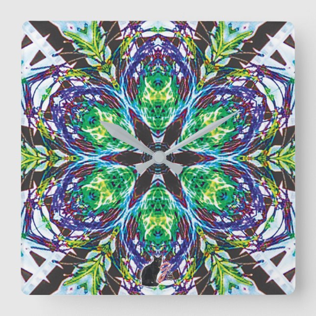 Pods Kaleidoscope Square Wall Clock (Front)