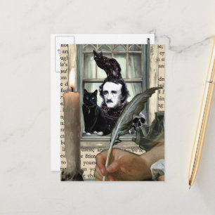 Poe Mixed Media Collage Postcard