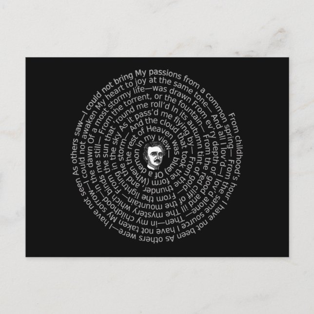 Poe Poem ALONE in a Spiral Postcard (Front)