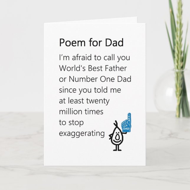 Poem for Dad - a funny Father's Day Poem Card (Front)