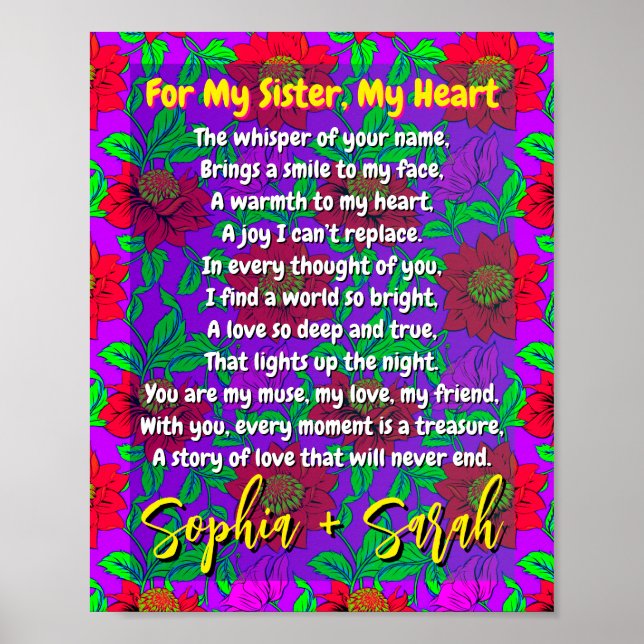 Poem for Sister | Personalised Gift Poster Print (Front)