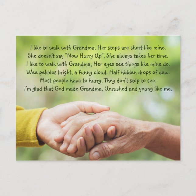 Poem Grandmother Grandma Grandchild Inspirational Postcard (Front)