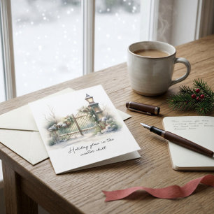Poem Green Foliage Berries Snow Winter Christmas Holiday Card