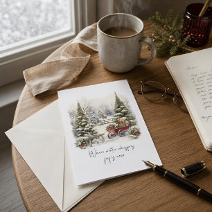 Poem Green White Snow Pine Forest Christmas Tree Holiday Card