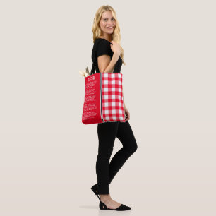 Poem Inspired By Psalm 100 Bible Verse, Red Tote Bag