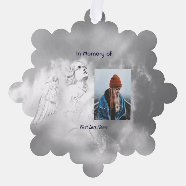  Poem Memorial Keepsake Angel Sky Clouds  Tree Decoration Card (Front)