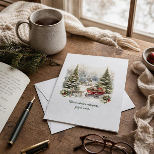 Poem Nordic Green Snow Pine Forest Christmas Tree Holiday Card