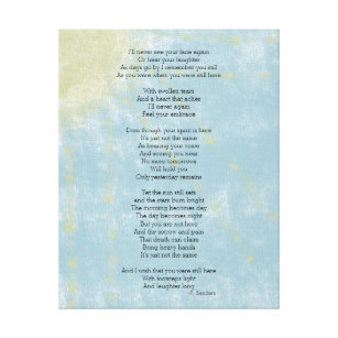 Poem on Loss and Grief Canvas Print