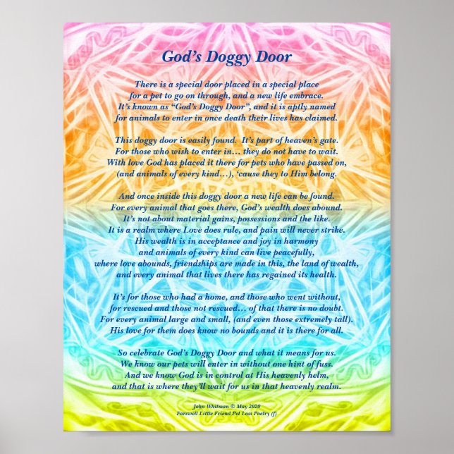 Poem: Special Memories Of A Pet, Poster (Matte) (Front)