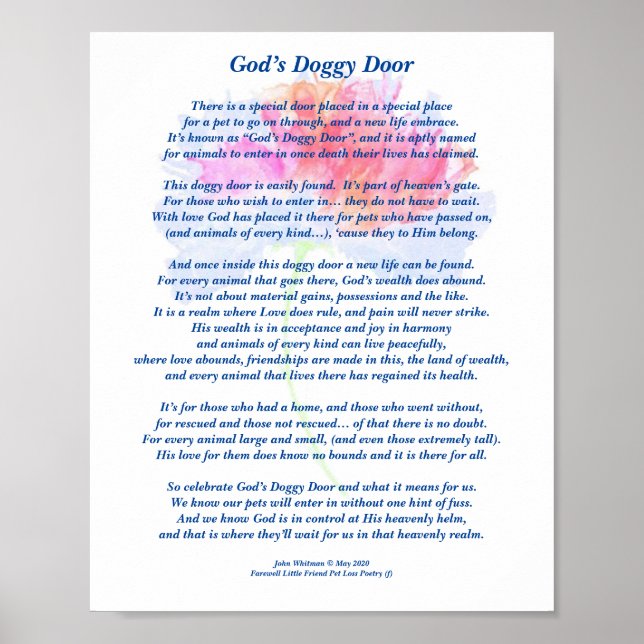 Poem: Special Memories of Pets, FL Poster (Matte) (Front)