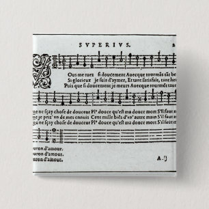 Poem to music by Jean Antoine de Baif 15 Cm Square Badge