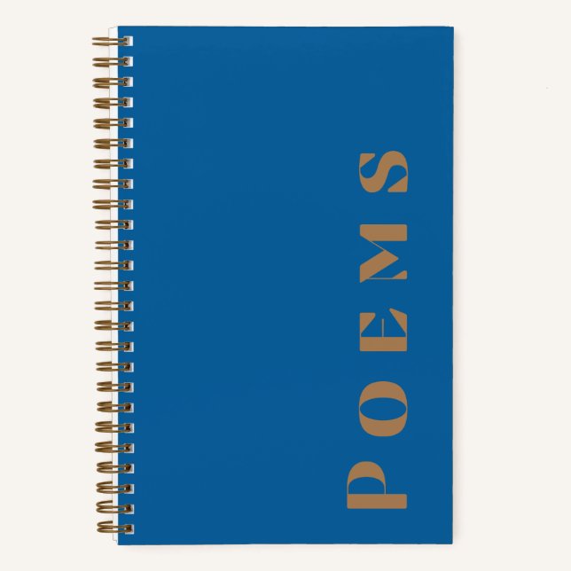 "Poems" Poetry Journal In Blue & Gold (Front)