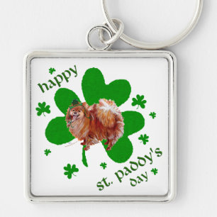 Poeranian St Patrick's Day Key Ring