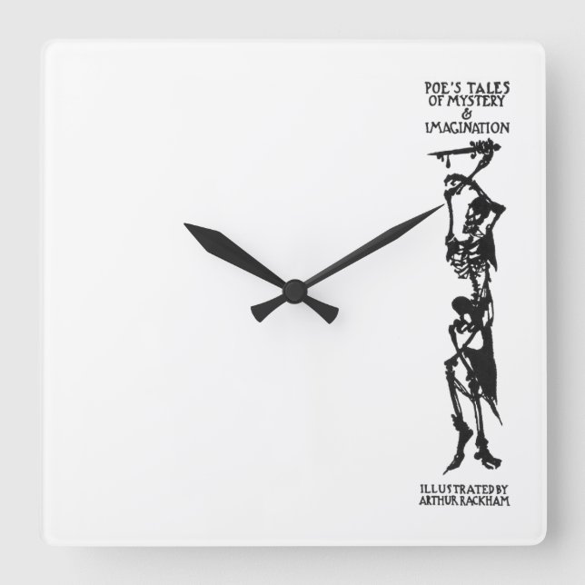 Poe's Tales of Mystery & Imagination Skeleton Square Wall Clock (Front)