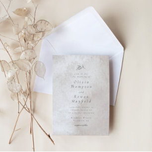 Poesia Wedding Invitation Taupe