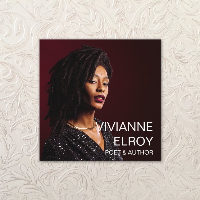 Poet Author Writer Teacher Photo Square Business Card (Creator Uploaded)
