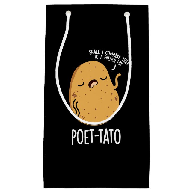 Poet-tato Funny Potato Pun Dark BG Small Gift Bag (Front)