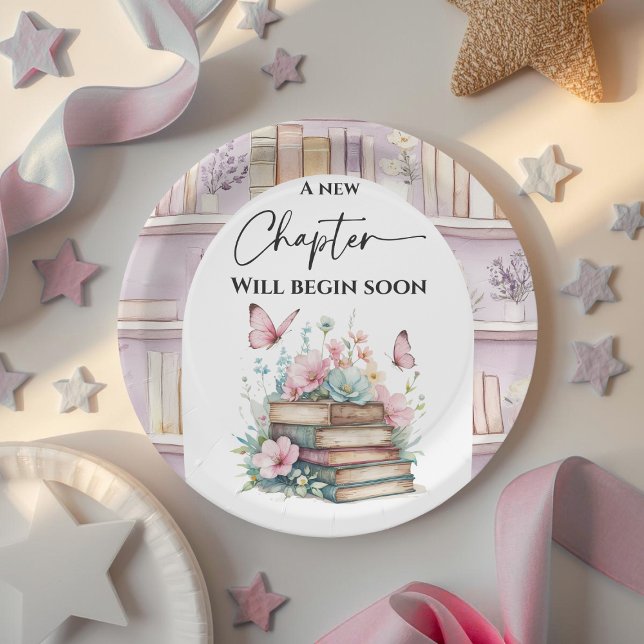 Poetcore New Chapter Pink Girl Book Baby Shower Paper Plate (Creator Uploaded)