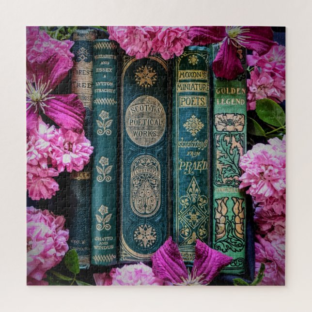 Poetic Books & Roses Jigsaw Puzzle (Vertical)