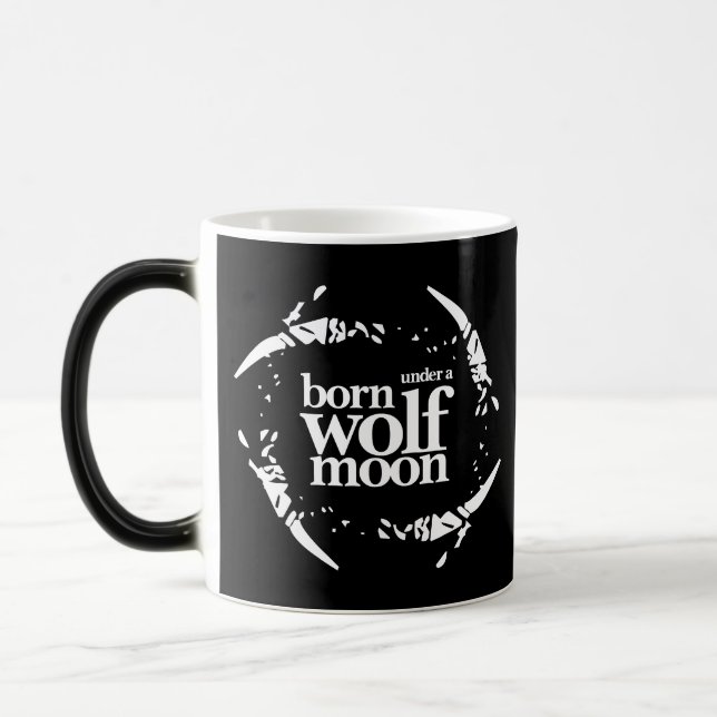 Poetic Born Under a Wolf Moon Claws Magic Mug (Left)